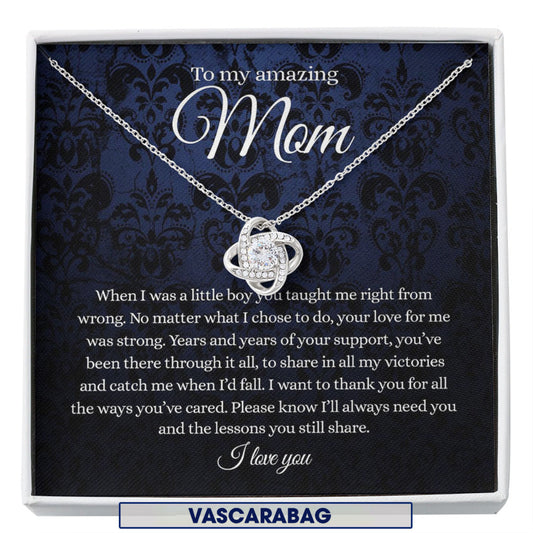 To My Amazing Mother No Matter What Love Knot, Mom Necklace, Mom Birthday Gift