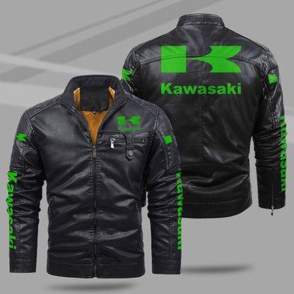 Kwasaki Jacket Kwasaki Fleece Leather Jacket V02