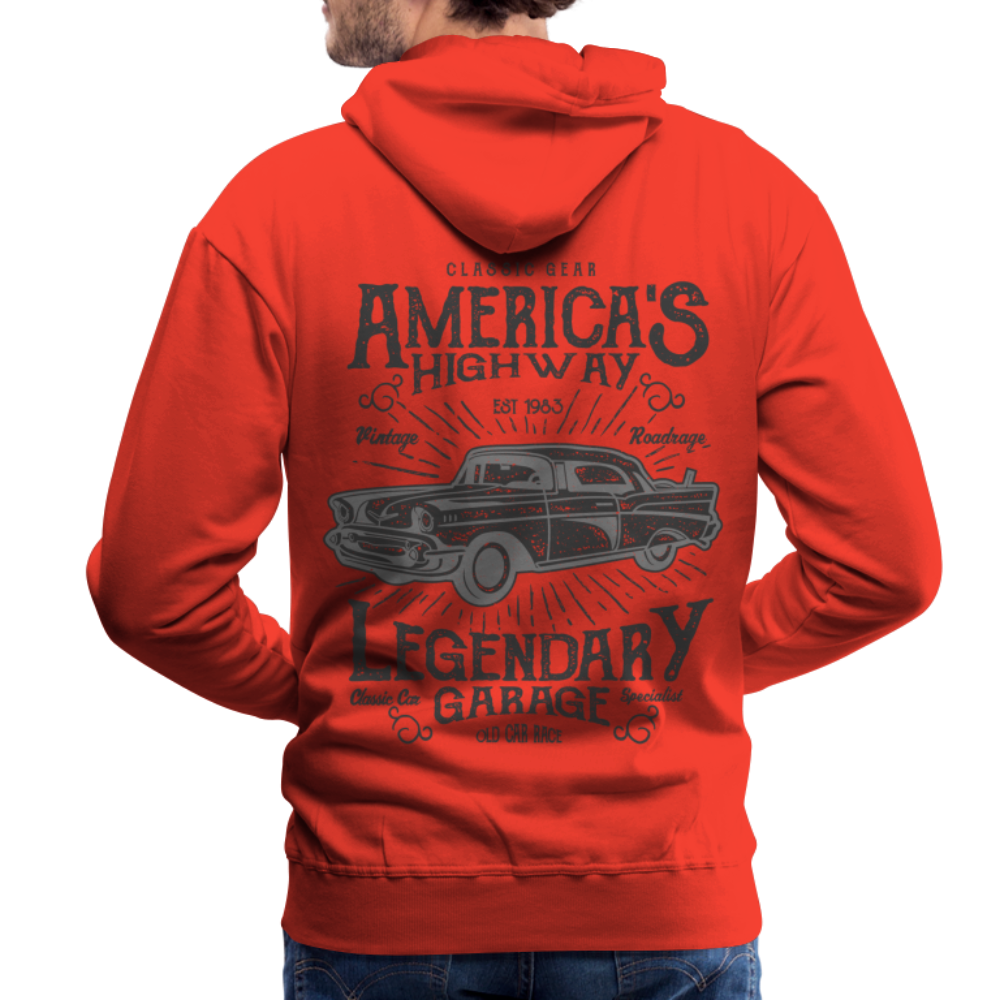 vintage car design America Highway Men’s Premium Hoodie - red