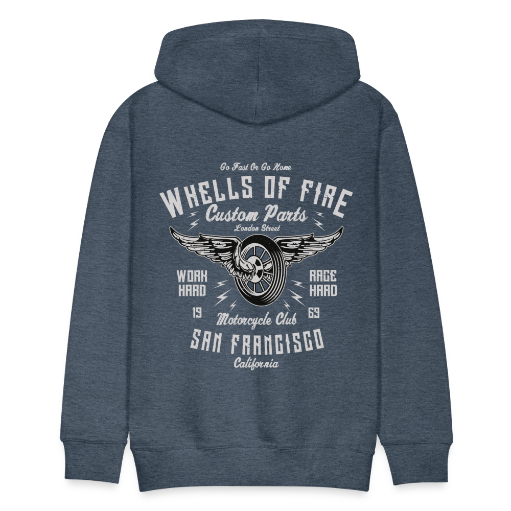 Wheels of fire Motorcycle Club Men’s Premium Hoodie - heather denim