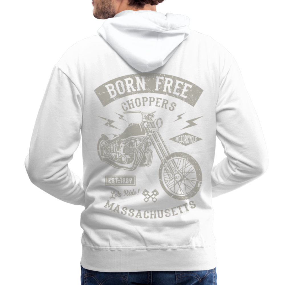 choppers Born Free Motorcycle Men’s Premium Hoodie - white