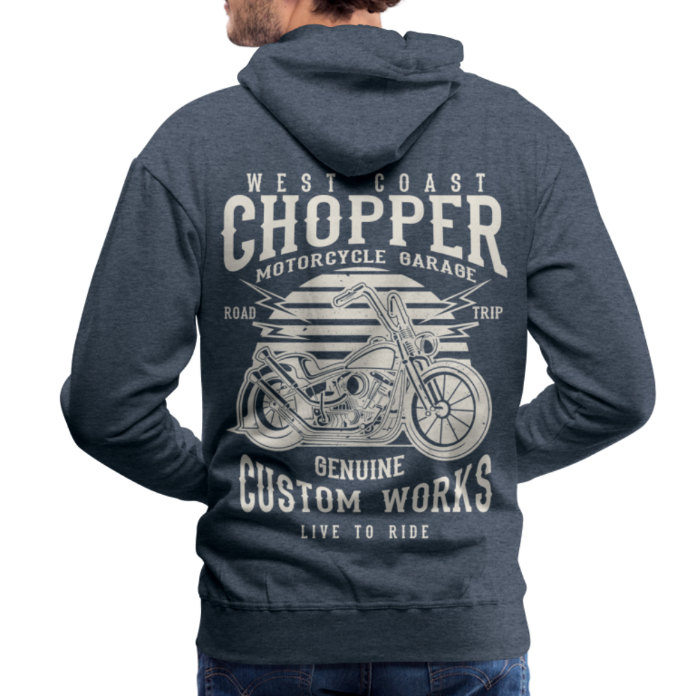 West Coasr Chopper Motorcycle Garage Men’s Premium Hoodie - heather denim