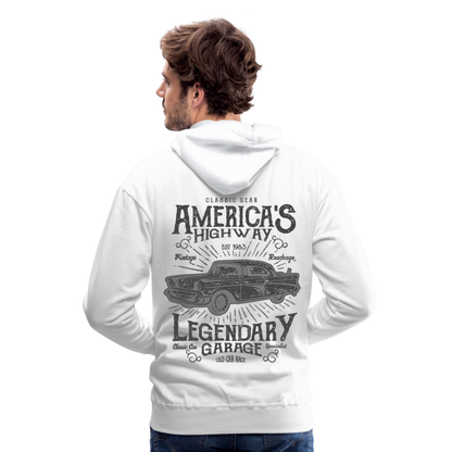 vintage car design America Highway Men’s Premium Hoodie - white