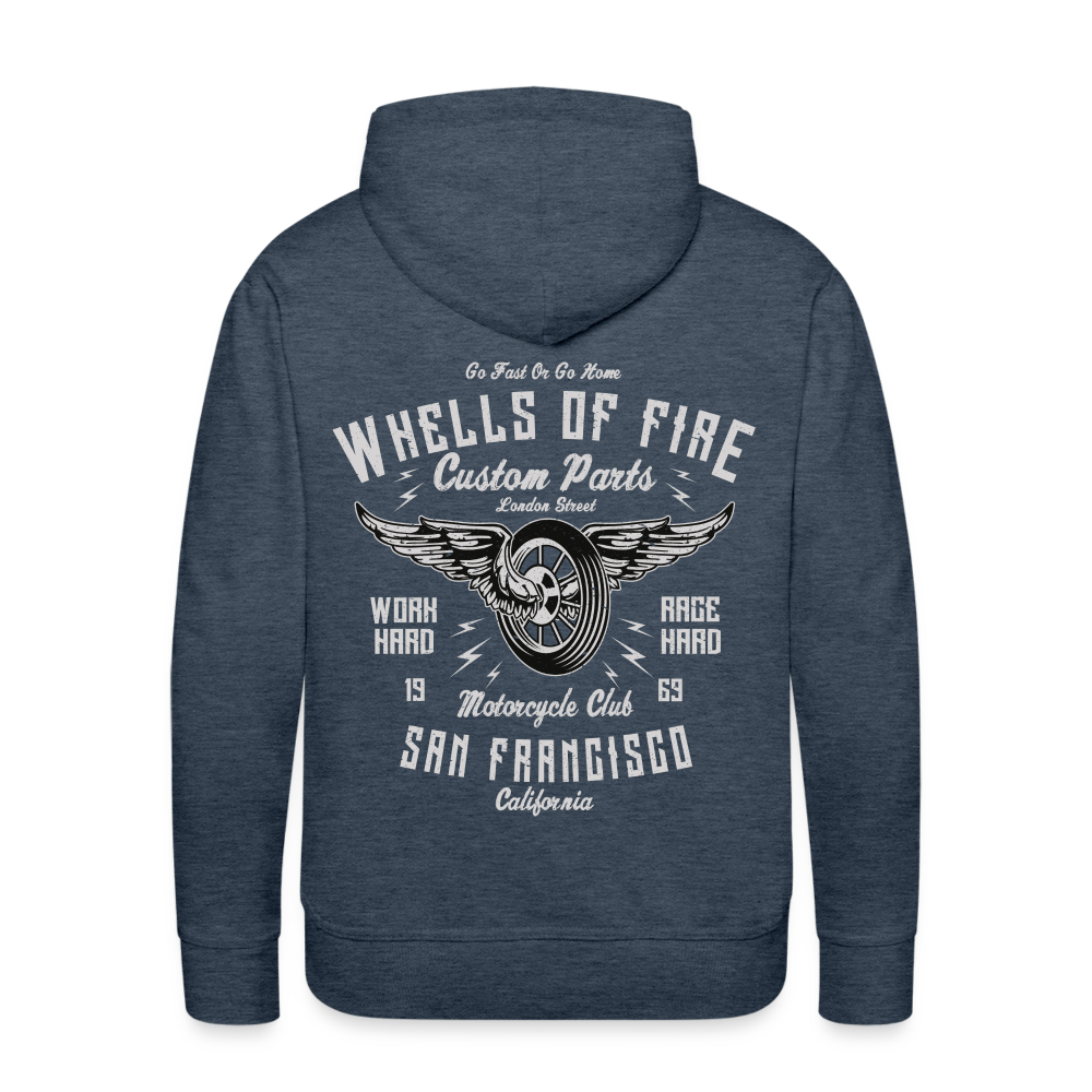 Wheels of fire Motorcycle Club Men’s Premium Hoodie - heather denim