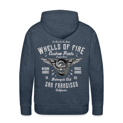 Wheels of fire Motorcycle Club Men’s Premium Hoodie - heather denim