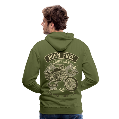 Born Free Choppers Motorcycle Men’s Premium Hoodie - olive green