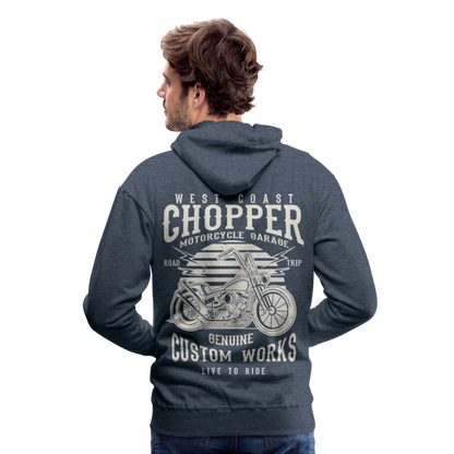 West Coasr Chopper Motorcycle Garage Men’s Premium Hoodie - heather denim