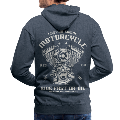 Ride Fast or Die Motorcycle Men’s Premium Hoodie - heather denim