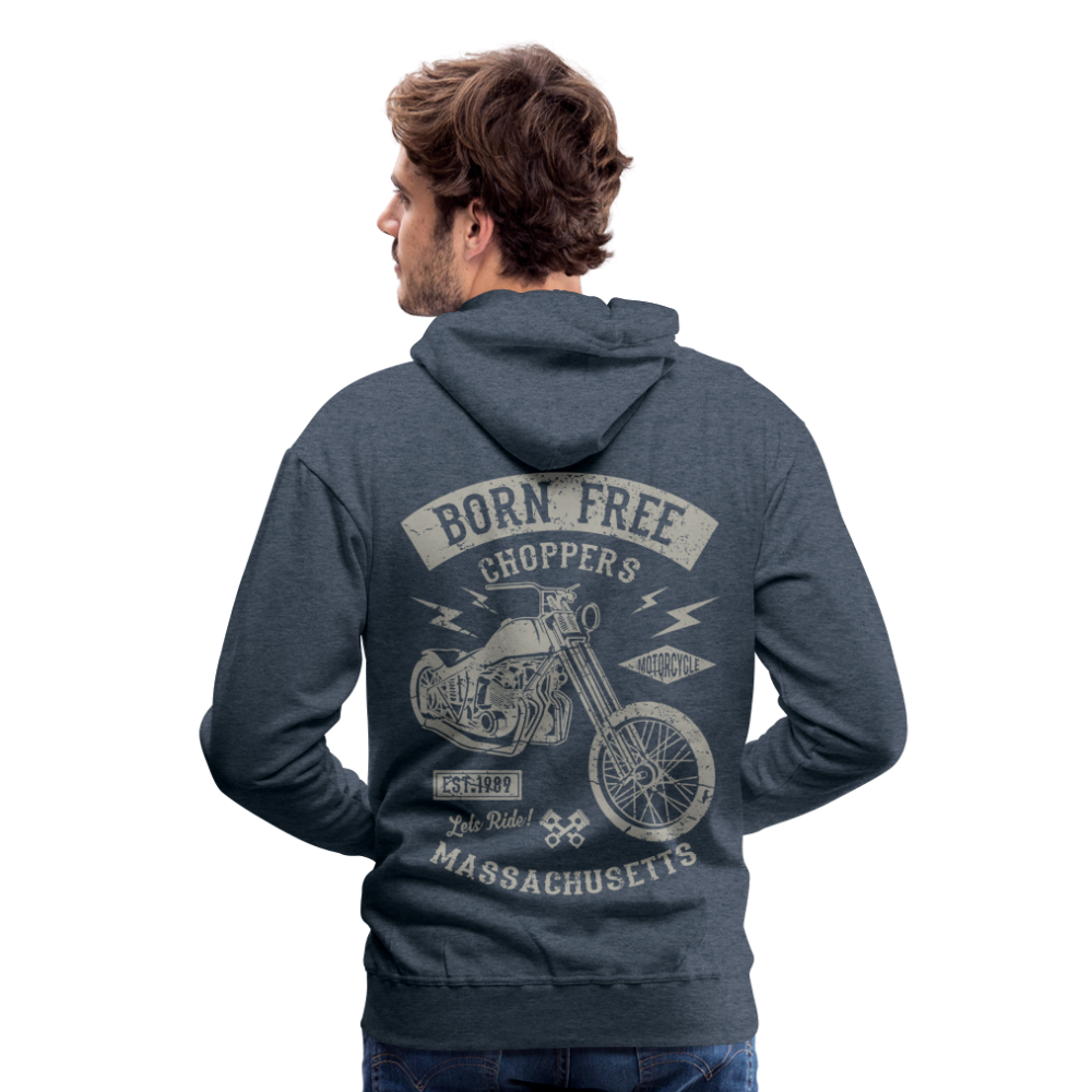 choppers Born Free Motorcycle Men’s Premium Hoodie - heather denim