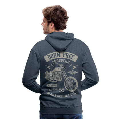 choppers Born Free Motorcycle Men’s Premium Hoodie - heather denim