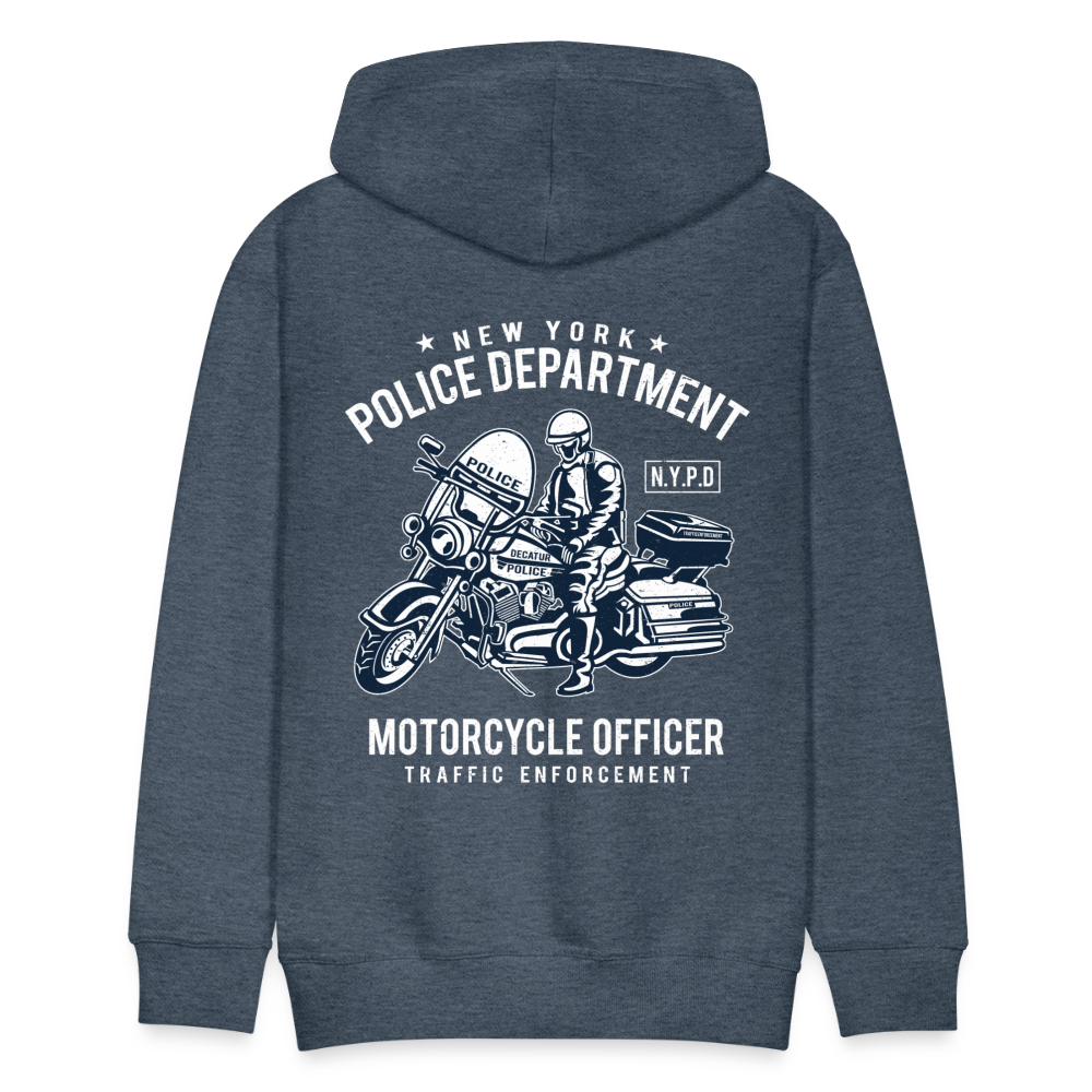 New York Police Department Motorcycle Officer Men’s Premium Hoodie - heather denim