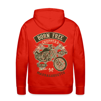 Born Free Choppers Motorcycle Men’s Premium Hoodie - red