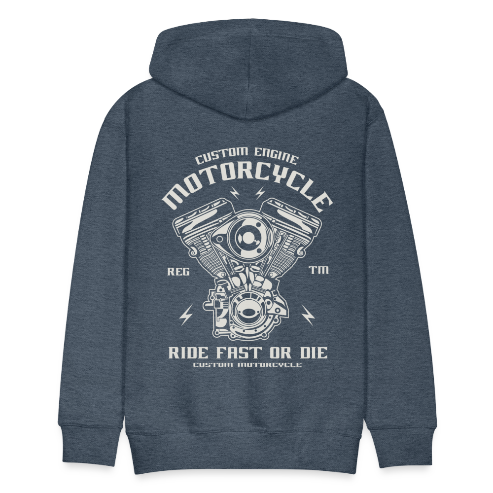 Ride Fast or Die Motorcycle Men’s Premium Hoodie - heather denim