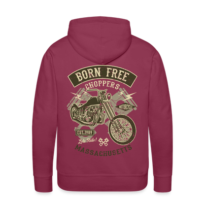 Born Free Choppers Motorcycle Men’s Premium Hoodie - bordeaux