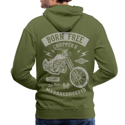 choppers Born Free Motorcycle Men’s Premium Hoodie - olive green