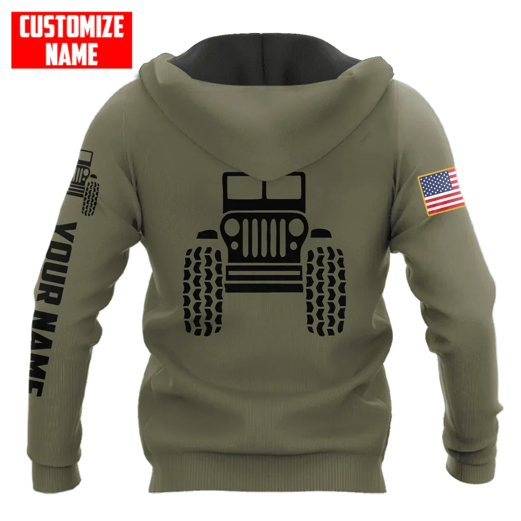 Jeep Custom Name Unisex Olive Hoodies All Over Print 3D