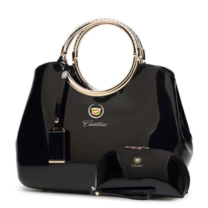 Cadillac Deluxe Women Handbag With Free Matching Wallet-bag-Driver Apparel-Black-Driversapparel.com