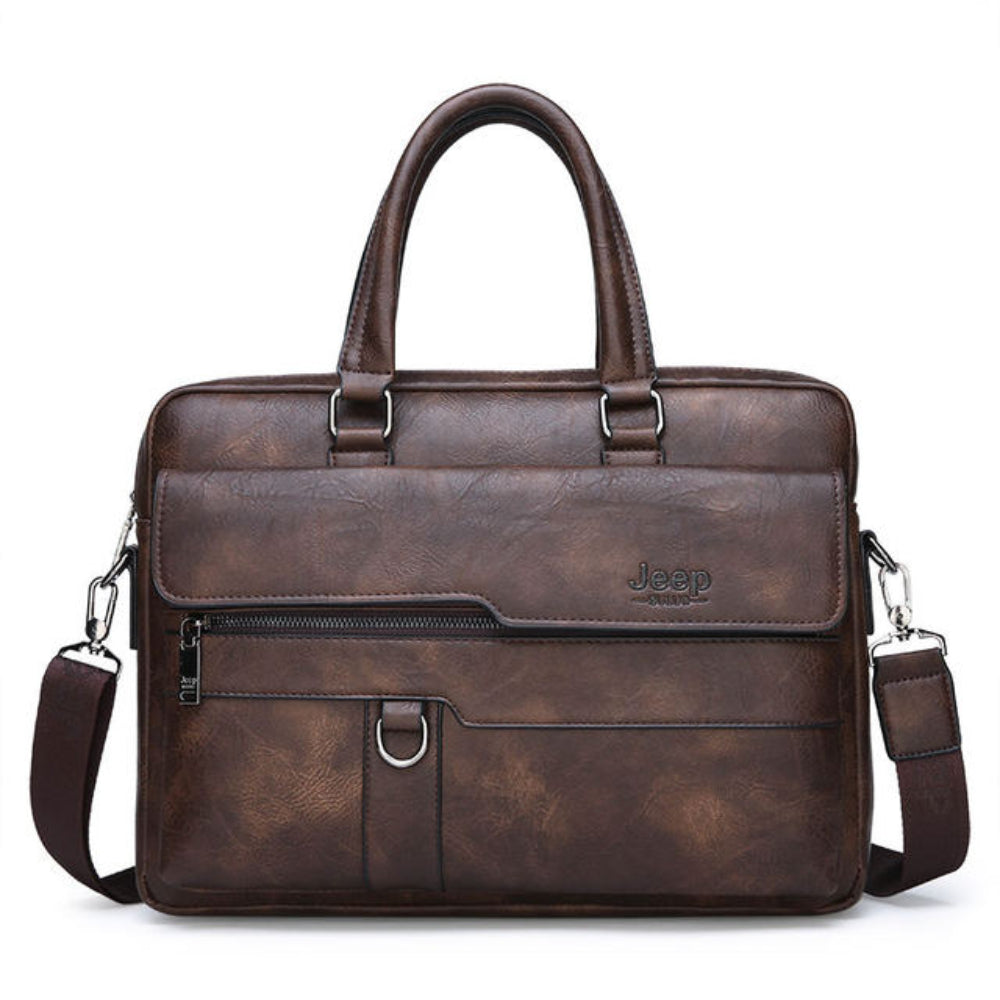 Jeep Bag Business Briefcase For 14-inch Laptops-bag-Driver Apparel-Dark Brown-Driversapparel.com