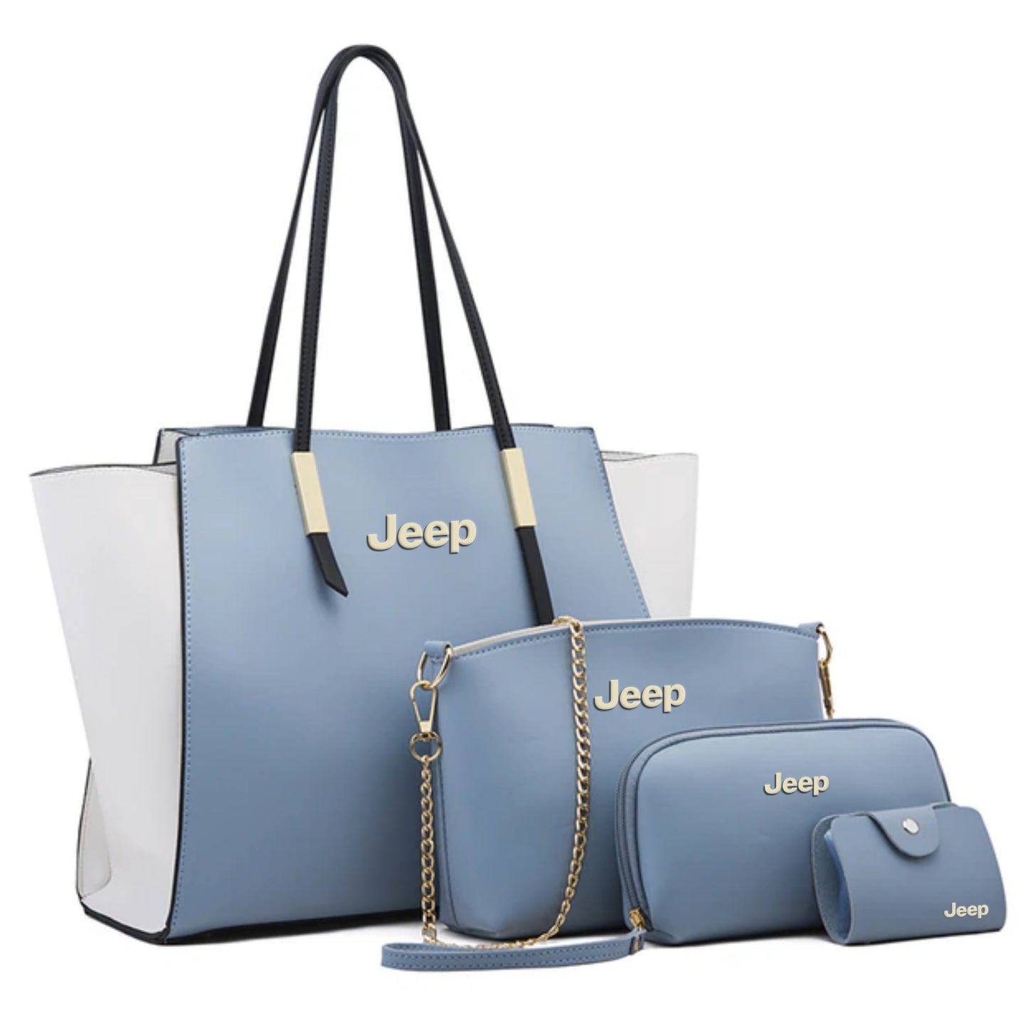 Jeep Elite Leather Women’s 4PCs Handbag Set-bag-Driver Apparel-Light Blue-Driversapparel.com