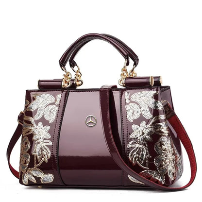 Mercedes High-Class Embroidery Women's Handbag-bag-Driver Apparel-Marron-Driversapparel.com