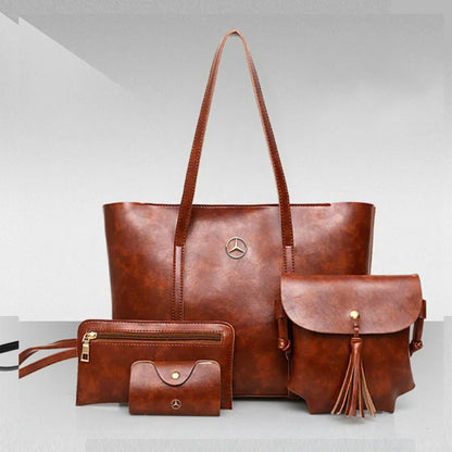 Mercedes Luxury 4Pcs Women Tote Bag Set-bag-Driver Apparel-Brown-Driversapparel.com