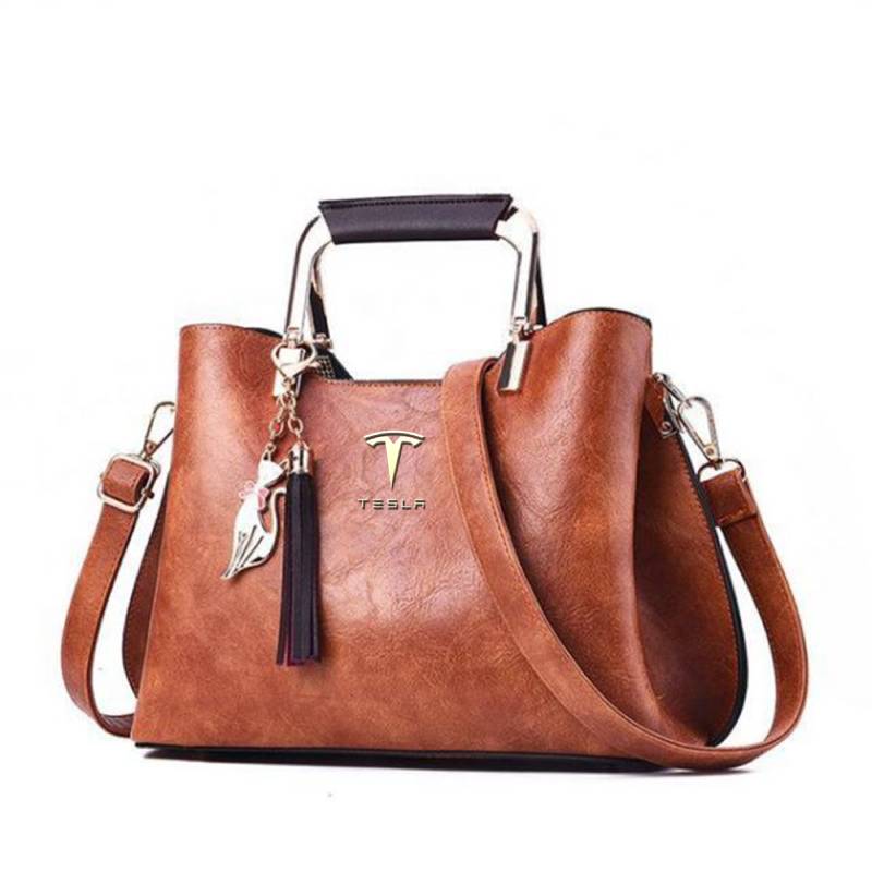 Tesla Deluxe Handbag For Women-bag-Driver Apparel-Brown-Driversapparel.com