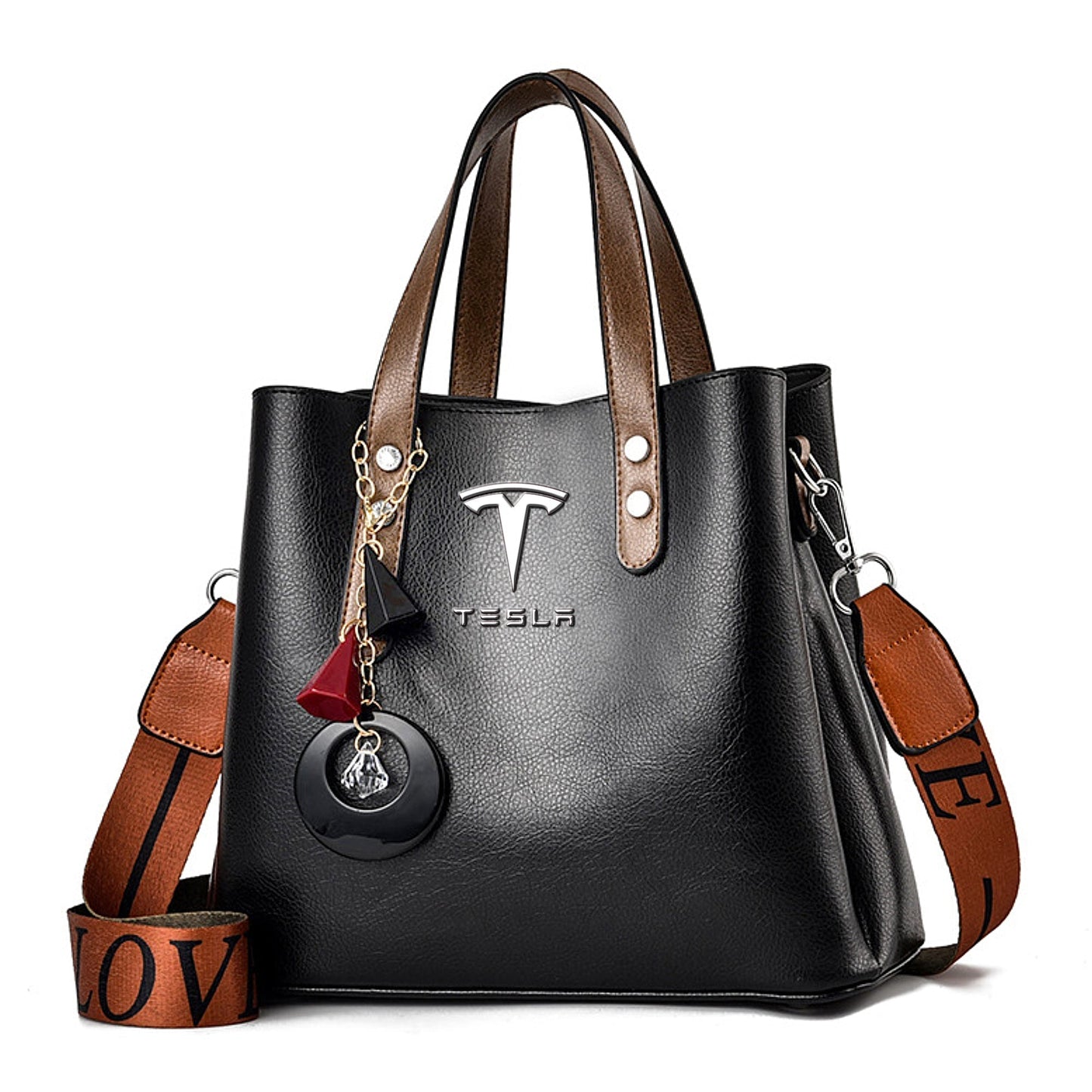 Tesla Luxury Leather Women Handbag-bag-Driver Apparel-Black-Driversapparel.com