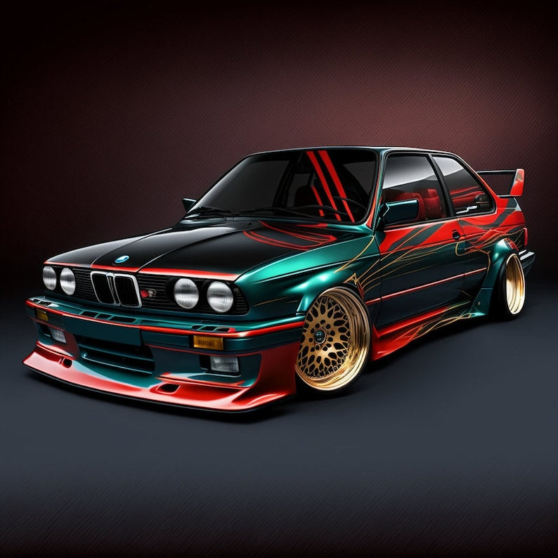 BMW M3 Classic Sports Car Digital Poster Set