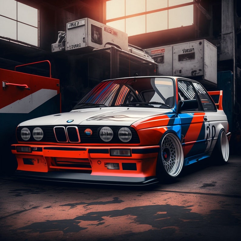 5-Pack BMW M3 Digital Posters: Vintage Sports Car Art