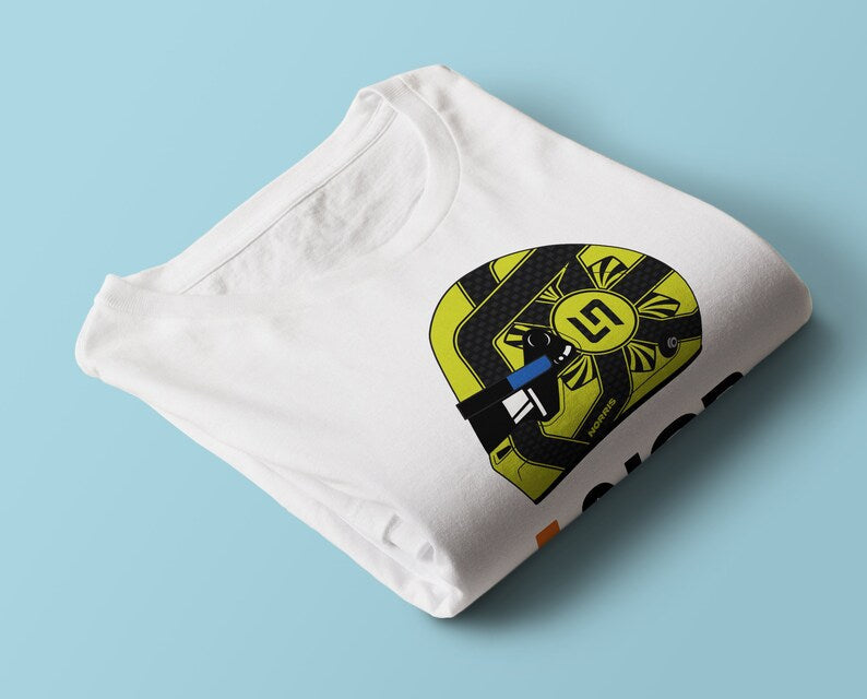 Lando Norris F1 Helmet T-shirt for Formula One Fans_driver_clothing_drivi.store