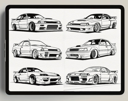 JDM Wheel Collection: 133 Japanese Car Stamps for Procreate_driver_clothing_drivi.store