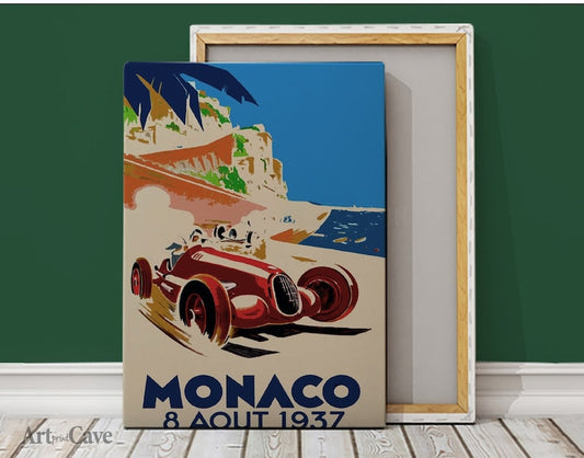 Retro Automotive Monaco Canvas: Classic Art for Car Enthusiasts