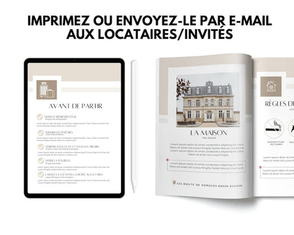 Bilingual Airbnb Welcome Guide: 20-Page Booklet & Poster (French/English)