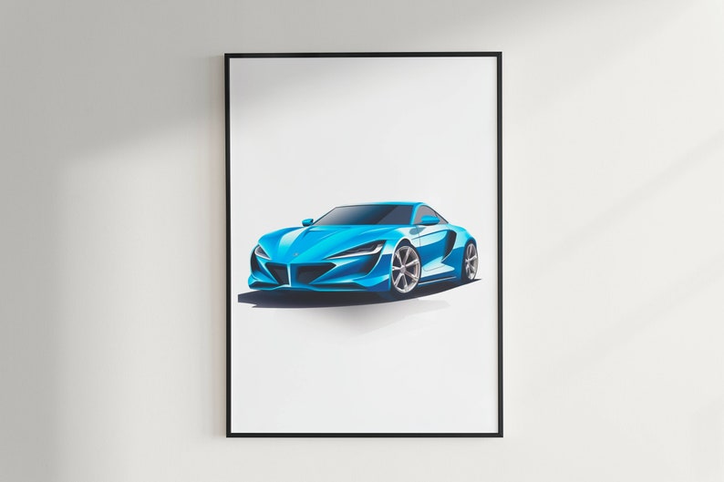 Minimalist Sports Car Collection: Digital Prints for Boys' Rooms