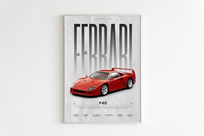 Ferrari F40 Hypercar Art Print | Digital Download_driver_clothing_drivi.store