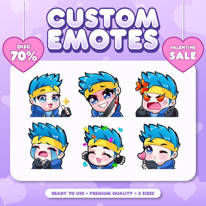 Premium Custom Anime Chibi Emotes for Twitch, Discord, YouTube