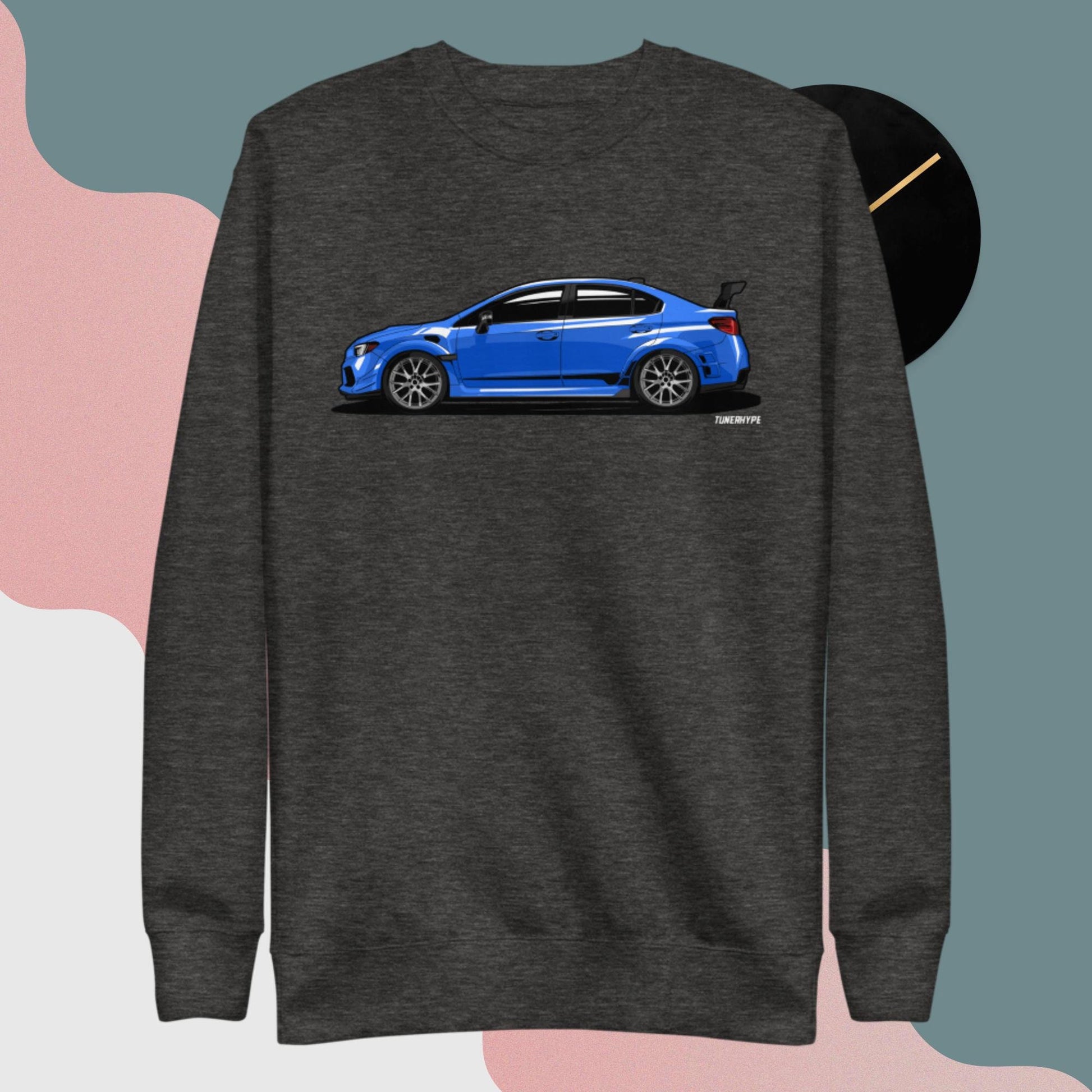 Subaru WRX STI in World Rally Blue - Extra Comfy Premium Blend Sweater