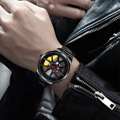 Static Yellow BMW M3 Power Alloy Wheel Watch, Car Enthusiastic Accessories