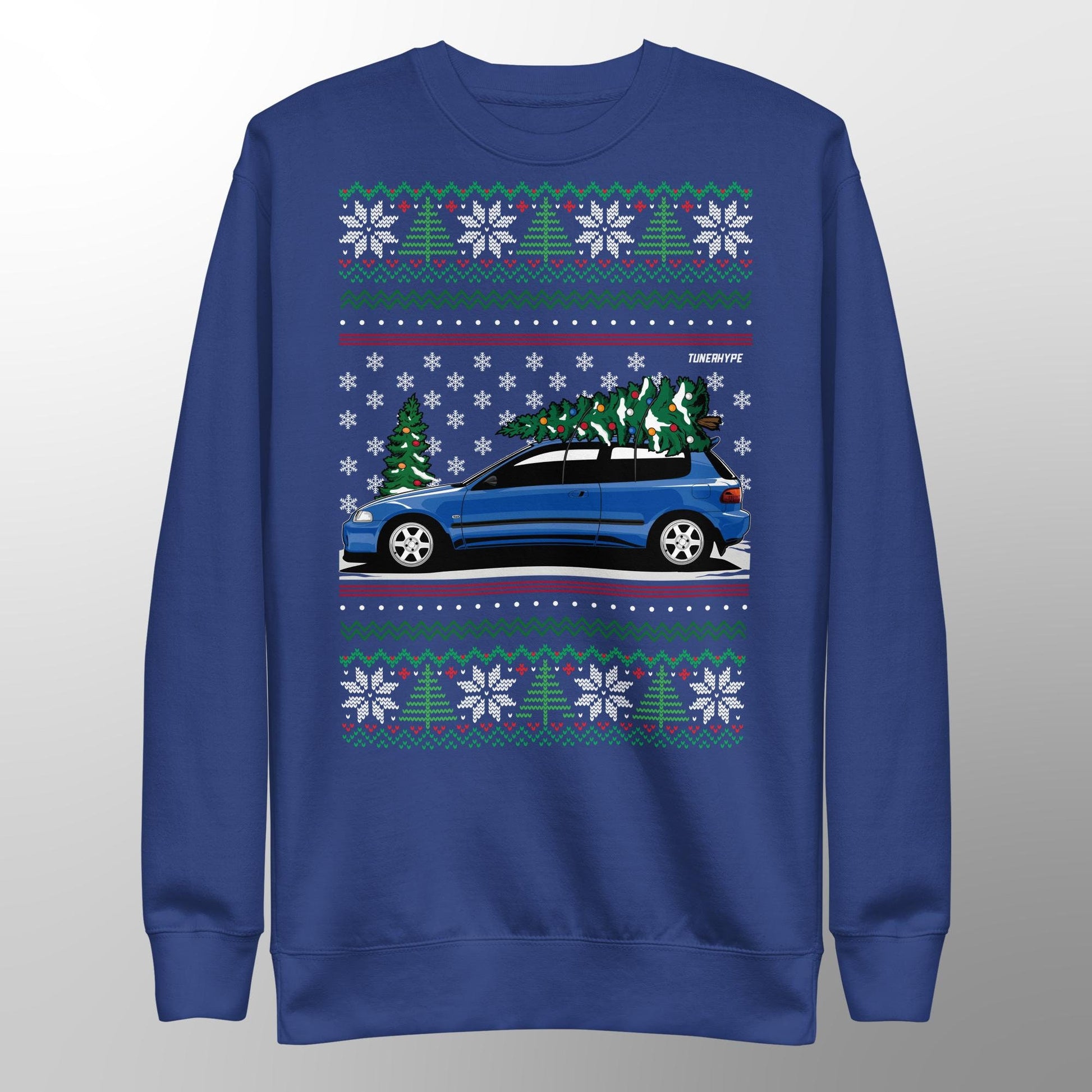 Ugly Christmas Sweater - Honda Civic EG6 on Volks - Ugly Xmas Sweater - Car Guy Holiday Gift, Funny Christmas Gift, JDM gift, Honda Gift