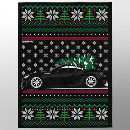 Ugly Christmas Blanket - Subaru BRZ / Toyota 86-FRS in Black - Ugly Xmas Sweater, Car Guy Holiday Gift, Funny Christmas Gift, Ugly Christmas