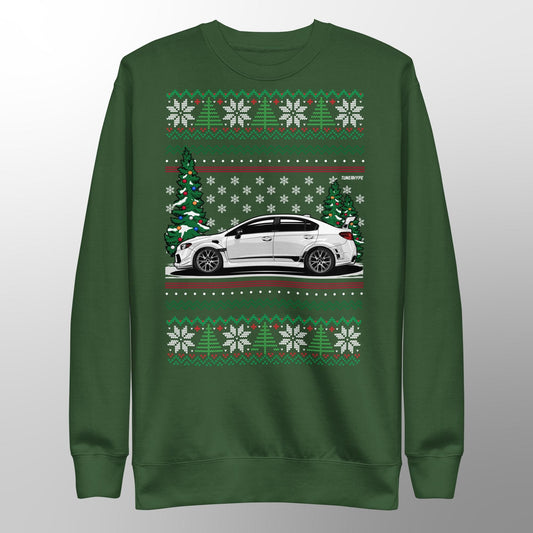 Ugly Christmas Sweater - Subaru WRX in White - Ugly Xmas Sweater - Car Guy Holiday Gift, Funny Christmas Gift