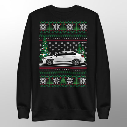 Ugly Christmas Sweater - Subaru WRX in White - Ugly Xmas Sweater - Car Guy Holiday Gift, Funny Christmas Gift