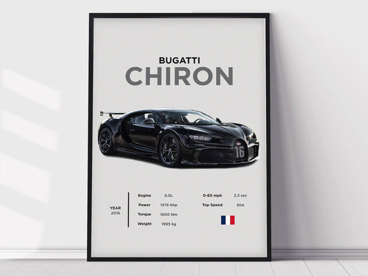 Bugatti Chiron Poster Print, Boys Room Decor, Home Office Art, Room Decor, Digital Posters, Car Posters