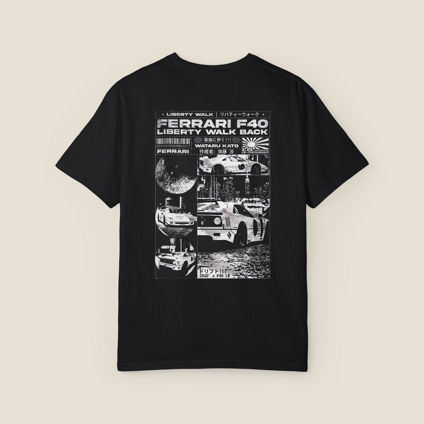 Liberty Walk Ferrari F40 T-Shirt - Vintage Car Graphic Tee, Wataru Kato Design, Gift for Car Guy