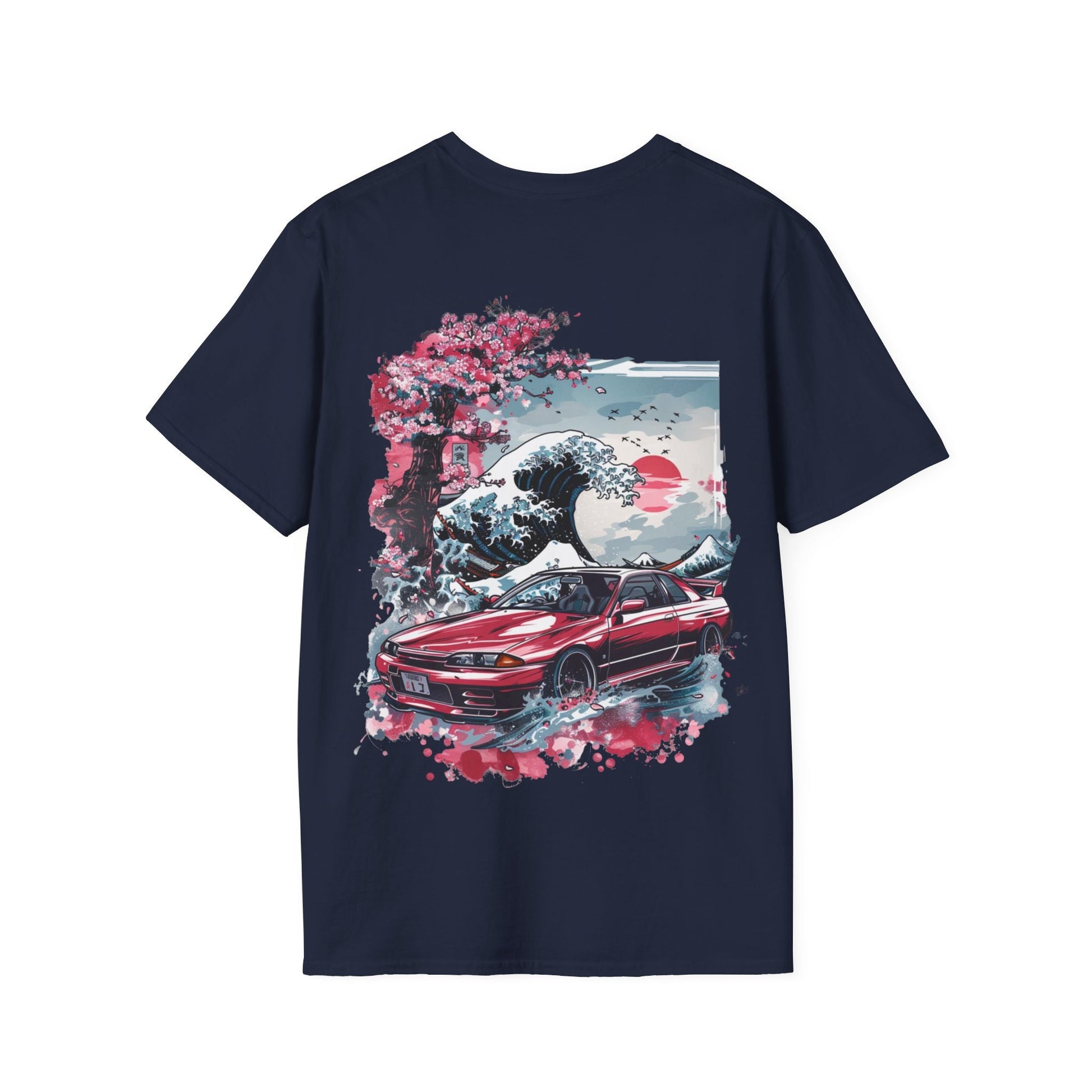 Jdm T-Shirt R32 Skyline GTR Sunset Cherry Blossom Waves Design