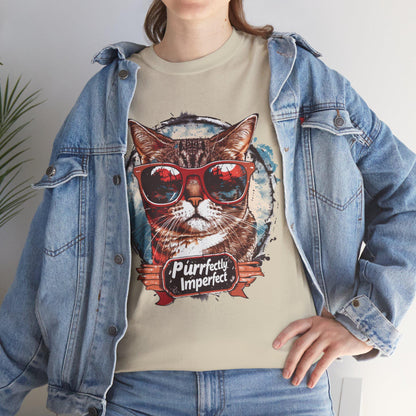 Purrfectly Imperfect Retro Graphic T-Shirt, Vintage Unisex Adult T Shirt, Vintage Kitten T Shirt, Cat T-Shirt, Funny Shirt, Retro Gifts