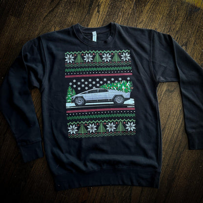 Ugly Christmas Blanket - Tesla Cybertruck - Ugly Xmas Sweater, Car Guy Holiday Gift, Funny Christmas Gift, Ugly Christmas, Tesla Gift