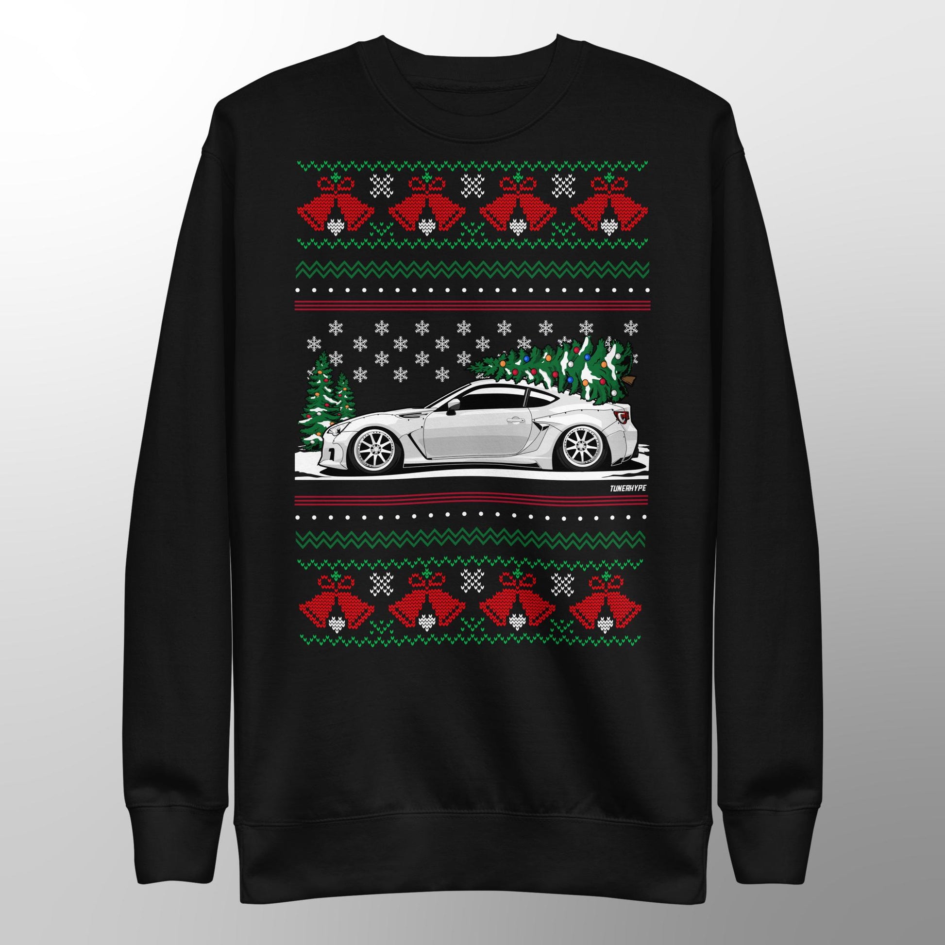 JDM Ugly Christmas Sweater - White Subaru BRZ / Toyota 86-FRS - Ugly Xmas Sweater - Car Guy Holiday Gift, Funny Christmas Gift