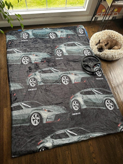 Ugly Christmas Blanket - Subaru BRZ / Toyota 86-FRS in Black - Ugly Xmas Sweater, Car Guy Holiday Gift, Funny Christmas Gift, Ugly Christmas