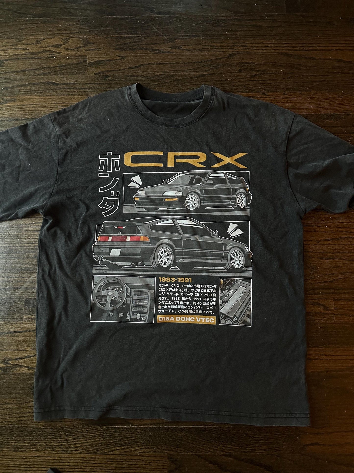 Mugen Honda CRX Vintage T-Shirt - Oversize & Heavyweight - Car Guy Holiday Gift - JDM Honda - CRX Hoodie, Civic Hoodie - Oversize Shirt